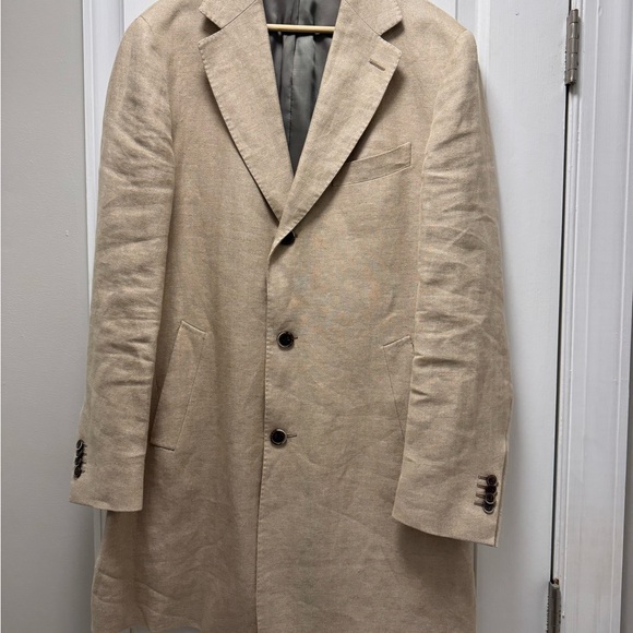 Men's Beige Overcoat - Picture 1 of 6